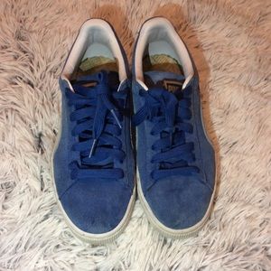Blue Puma suede sneakers